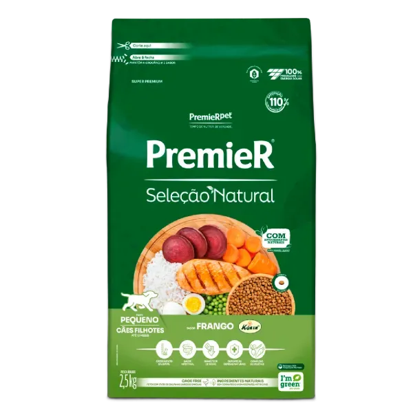 Ração Premier Seleção Natural Cães Filhotes Raças Pequenas Frango 2,5 kg
